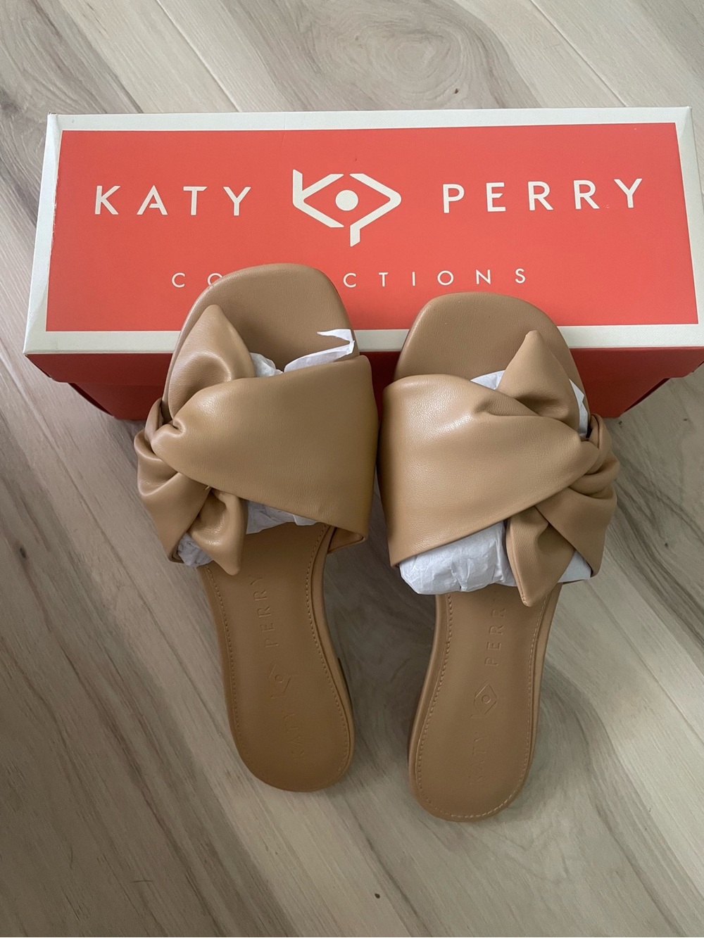 Katy Perry Collections Beige Knot Slide Sandals